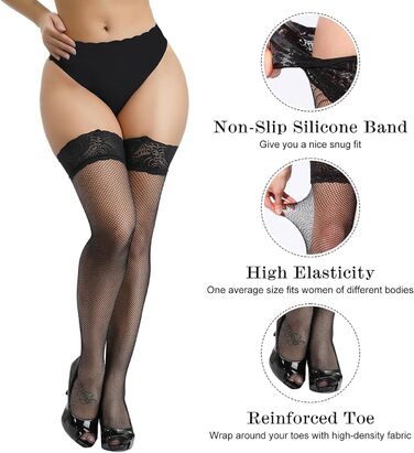 Сет з 4 пар панчох SNDE, мереживні, високі до стегна, універсальний розмір