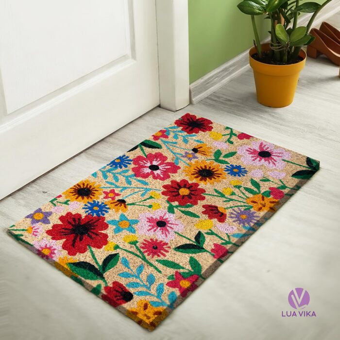 Кокосовий килимок для дверей - Ботанічний - 40x70 см - Килимок для дверей для приміщень та вулиці - Килимки для передніх дверей - Вуличний килимок - Килимки для дверей - Кокосовий килимок для дверей