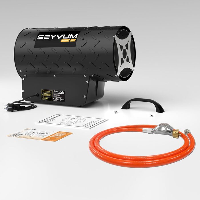 Газовий обігрівач для використання в приміщенні, газовий вентилятор-обігрівач потужністю 30 кВт, газовий обігрівач, газовий вентилятор-обігрівач, газовий вентилятор-обігрівач на пропані, потік повітря 700 м/год, включаючи газовий шланг 1,4 м та 700 мбар