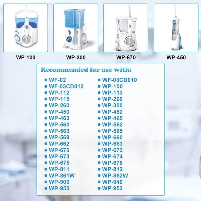 Змінні насадки для Water Flosser WP100 WP250 WP300 WP450 WP660 WP900 Інший флоссер, синій, 2 шт. и