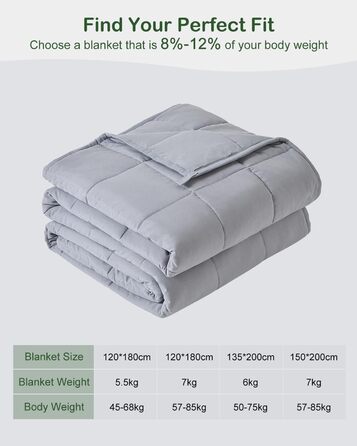 Обтяжена ковдра Sivio для дорослих 6 кг, дихаюча обтяжена ковдра, м&39який матеріал зі скляними намистинами для всіх сезонів, диван-ліжко, 135 x 200 см, сірий 135 x 200 см-6 кг сірий