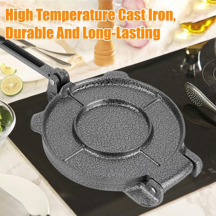 Чавунний прес GAESHOW Taco, прес для тортильї, прес для кукурудзяного борошна, виробник тортильї, чавунний прес для тортильї, прес для тіста для домашніх коржів, інструмент для млинців, 16,5 см