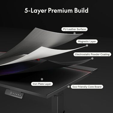 Ігровий стіл FLEXISPOT з електричним регулюванням висоти, світлодіодною стрічкою та системою керування кабелями, подвійним двигуном, 4 слотами пам&39яті, тихим регулюванням висоти підходить для домашнього офісу та ігор, 120 x 70 см, чорний