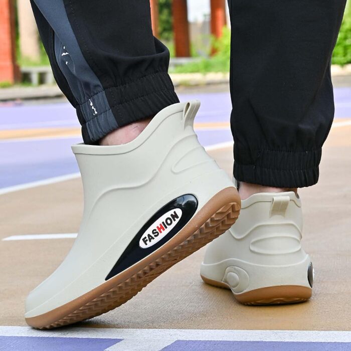 Водне взуття, гумові чоботи, короткі гумові чоботи, для чоловіків та жінок, до щиколотки, зручні, для садівництва, легкі, для катання на човні, кемпінгу, вітрильного спорту, подорожей та походів, бежевий, 39 1/3 EU