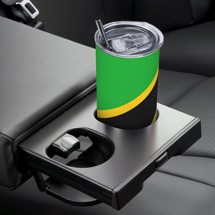 Кухоль з прямою трубочкою, дизайн прапор Танзанії, друкований, дорожній кухоль, підходить для кемпінгу, офісу та дому, 590 мл