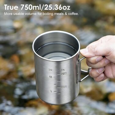 Титанова кемпінгова каструля об&39ємом 750 мл з кришкою, ізольована складна титанова кружка зі складною ручкою для активного відпочинку, походів, бушкрафту та виживання, включаючи сітку для перенесення