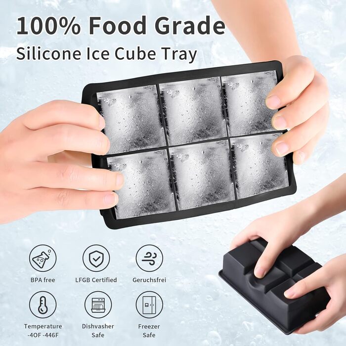 Силіконова форма для льоду з кришкою - набір з 4 шт. , легко вивільняється, підходить для коктейлів і соків з віскі тощо, схвалено