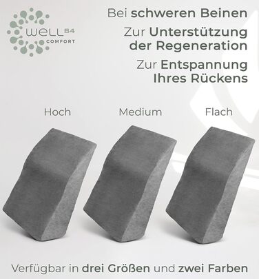 Ергономічна подушка для підняття ніг - опора для ніг - подушка для підняття ніг - клиноподібна подушка, опорна подушка для ніг та колін, ідеально підходить як лімфодренажна подушка та венозний клин для обох ніг, сіра, висока