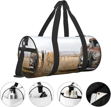 Спортивна сумка-мішок для подорожей з принтом Антик Авто, чорна, універсальний розмір, дорожня сумка
