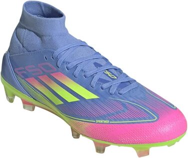 Футбольні бутси Adidas Damen F50 Pro Firm Ground Mid Top, розмір 44 2/3 EU, синій, Fusion, лимонний, рожевий