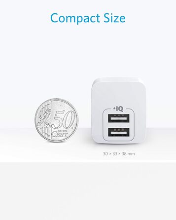 Надзвичайно компактний зарядний пристрій USB, потужність 2,5 А, сумісний з iPhone XS/XS Max/XR/X / 8/7 / 6 / Plus, iPad Pro/Air 2