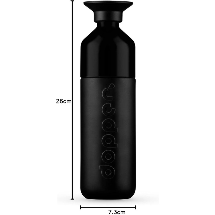 Термос Dopper Insulated 580 мл, яскраво-чорний - Двостінний, герметичний, зберігає напої холодними 24 години/гарячими 9 годин - Пляшка для пиття з нержавіючої сталі - Термокружка - Кружка для кави - Вода, чай 580 мл, чорний