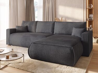 Диван з функцією сну, диван L, засіб для чищення оббивки, диван-ліжко з місцем для зберігання, розкладний диван для вітальні, окремостоячий диван, диван Havana Relax, 3-місний, 270x173x80 см, сірий