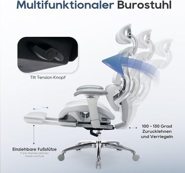 Ергономічне офісне крісло преміум-класу COLAMY з висувною підставкою для ніг регульований