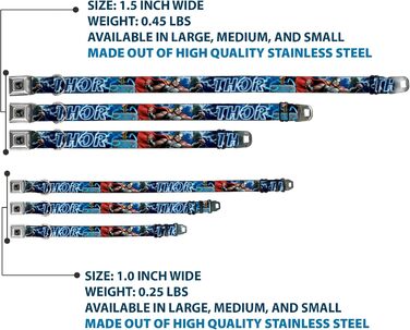 Нашийник для собак Молот Тора, колекція Месники, блакитно-білий, ширина 2,5 см, регульований розмір (28,9-43,2 см) - для собак середнього розміру
