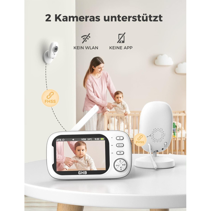 З камерою 3,5-дюймовий відеоняня з режимом VOX Функція нічного бачення внутрішнього зв&39язку Колискові