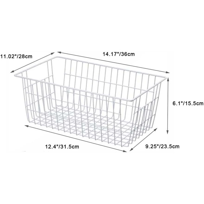 Великі кошики для морозильної камери SANNO, металеві, кошики для зберігання, дротяні кошики, кошики для зберігання на кухні, у коморі, у ванній кімнаті, набір із 3 великих металевих сільськогосподарських продуктів, фруктових продуктів, 3 предмети, білий/р