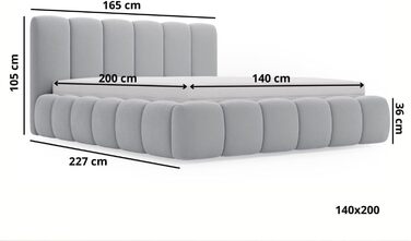 Ліжко Cloud 140x200, М&39яке ліжко з ящиком для зберігання, Оксамит, з рейковою основою, з узголів&39ям, без матраца (Бежевий, 140x200) Бежевий 140x200