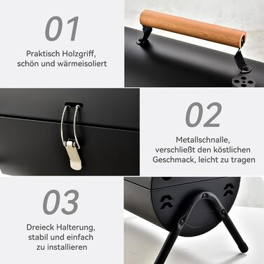 Портативний гриль-барбекю, вугільний гриль, складний кемпінговий гриль, двосторонній гриль-коптильня для використання на свіжому повітрі та в саду, кемпінгу, походів, пікніка, чорний