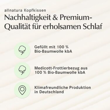 Бавовняна подушка allnatura Cotona-Medicott 40x80 см Переможець тесту - 100 органічна бавовна, ідеально підходить для алергіків - спить на боці та спині - регульована висота, чохол можна прати в пральній машині - Зроблено в Німеччині Бавовняна подушка 40 