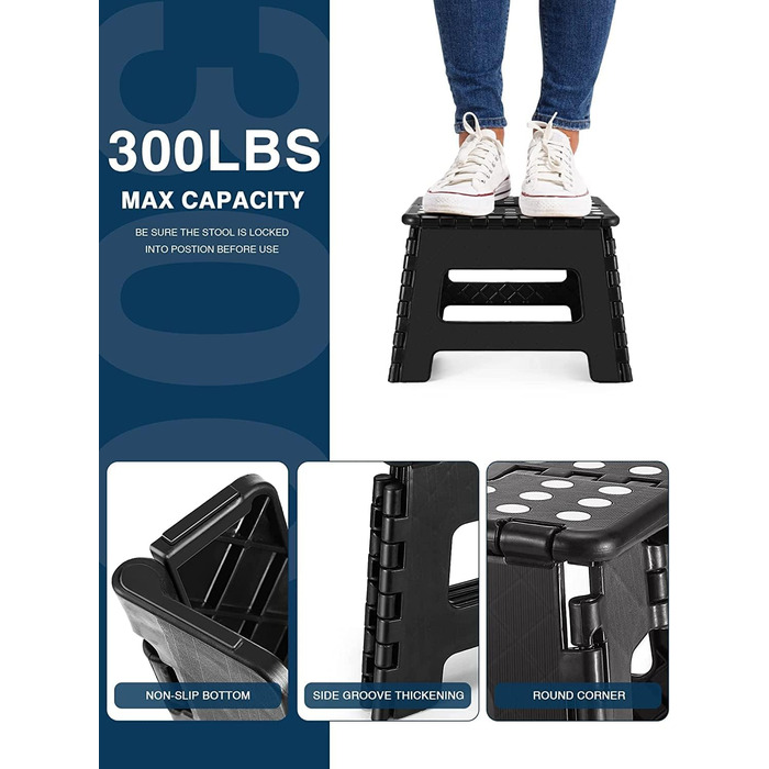 Складаний табурет для дітей - сходинка для дітей складаний пластиковий складаний стілець стілець табурет сходинка для дітей (чорни
