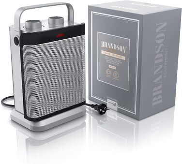 Енергозберігаючий, тихий електричний керамічний обігрівач - Електричний обігрівач з 2 режимами нагріву - Захист від перегріву - Коливання - Термостат - Ванна кімната, спальня, вітальня A Срібний