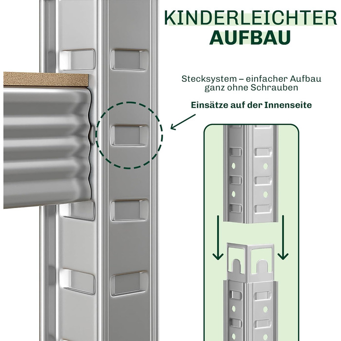 Потужний стелаж Blumixx 180x90x40 - вантажопідйомність 875 кг на полицю, 5 регульованих полиць з МДФ - стелажі для підвалу, стелажі для зберігання, металевий стелаж, система стелажів без болтів - система стелажів для майстерні, комори, гаража