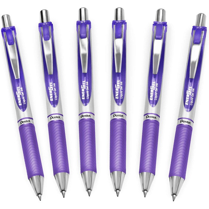 Гелева ручка Pentel EnerGel XM BL77, висувна, 0,7 мм, 54 перероблена, бузкова, 6 шт.