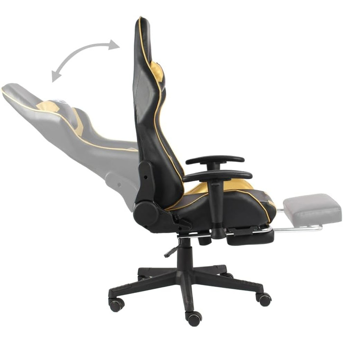 Геймерське крісло, обертове, золоте, ПВХ, ергономічне, з підставкою для ніг, висока спинка для комп&39ютерних геймерів, офісне, зручне сидіння з підставкою для ніг, золоте