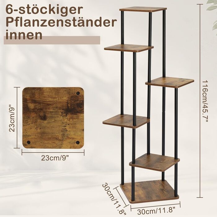 Рівнева підставка для рослин, підставка для квітів, металевий та дерев&39яний квітковий табурет, квіткові драбини, полиця для квітів, підставка для квіткових горщиків, підставка для рослин для балкону, саду, вітальні, чорна (чорна, 6 рівнів) чорна 6 рівні