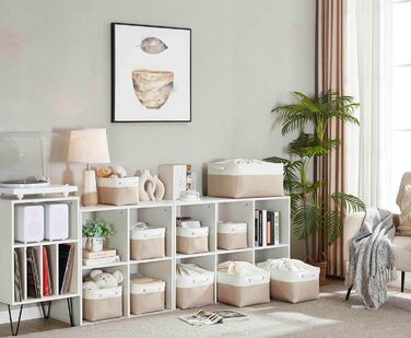 Кошик для зберігання Mangata Canvas, тканинний кошик з ручками для шаф, полиць, одягу, іграшок (3 шт., складний, хакі-білий) світлий хакі білий середній розмір