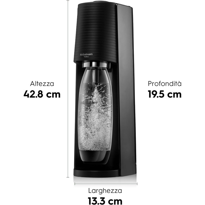 Виробник газованої води SodaStream Terra Black Value Pack x3 з 2 1 л і 1 пляшкою 1/2 л можна мити в посудомийній машині та 1 циліндром Quick Connect, акрил, чорнозем