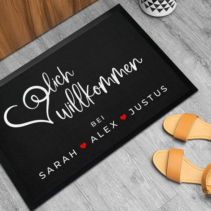 Персоналізований килимок для привітання до 120 см - Персоналізований килимок для привітання родини, тонкий гумовий килимок, подарунок на замовлення (60x40 см) 40 x 60 см (прямокутний)