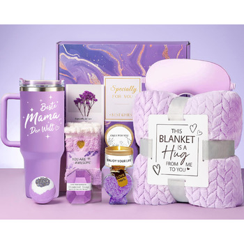 Подарунки для мами, подарунки на День матері для мами подарунковий набір з кавовою кружкою об&39ємом 40 унцій (1200 мл)/винною кружкою з нержавіючої сталі та м&39якою ковдрою, подарунок на день народження мами, подарунок на День матері для мами