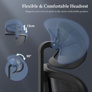 Ергономічний офісний стілець Devoko з ультрам'якими 3D-підлокітниками, регульованою поперековою опорою, стілець для письмового сто