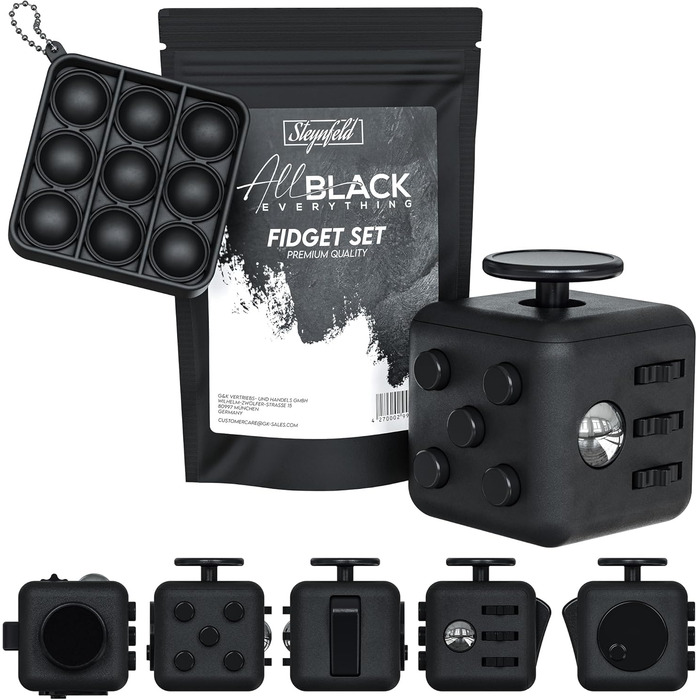 Включаючи безкоштовний Fidget Popper, чорний, Fidget Cube, Fidget popit, ADHD Anti-Stress, Stress Relief, Anti Anxiety & Nervousne