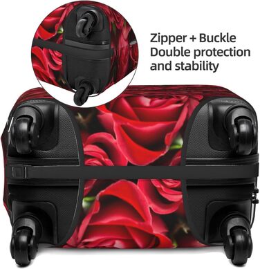 Чохол для валізи Червона троянда з принтом, еластичний захист від подряпин та пилу, чорний, розмір 90