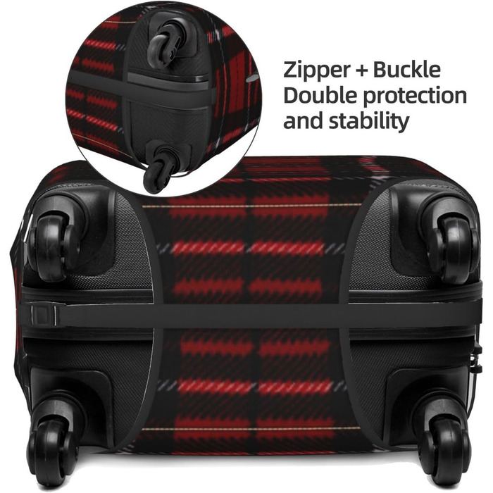 Чохол для багажу BAFAFA в червоно-чорну клітинку, захисний чохол для валізи, еластичний протиподряпинний пилозахисний чохол для подорожей, чорний, розмір 80