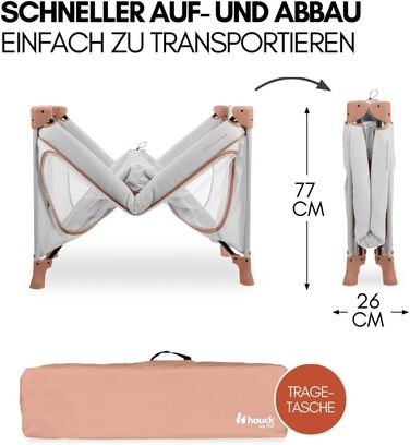Комплект дитячого дорожнього ліжечка Hauck Dream n Play Plus з матрацом і москітною сіткою - складне дитяче дорожнє ліжечко з сумк