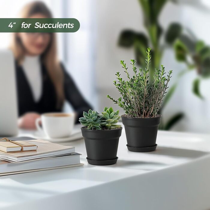 Пластиковий квітковий горщик з блюдцем, набір з 18 квіткових горщиків кімнатна сівалка з декількома дренажними отворами, невеликий