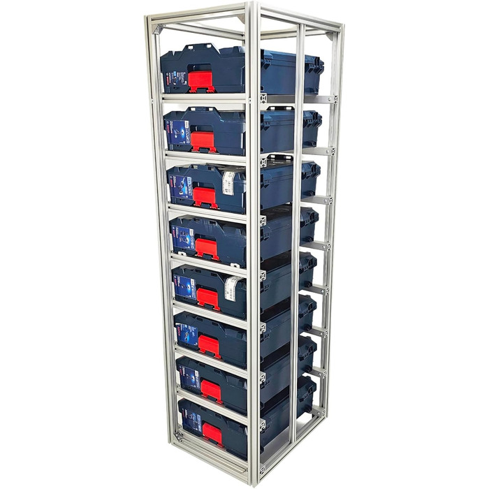 Дуже стабільна полиця Generic FixRack 8F Professional для систем інструментальних кейсів L-BOXX та Sortimo для системних кейсів 8 шт. розміром 136 (готова до використання)