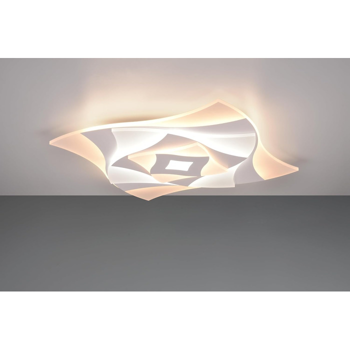 Стеля LED-світильник Trio Leuchten Akita 647110131, матовий білий метал, акрил, 56 Вт LED, з пультом, диммер, зміна кольорів