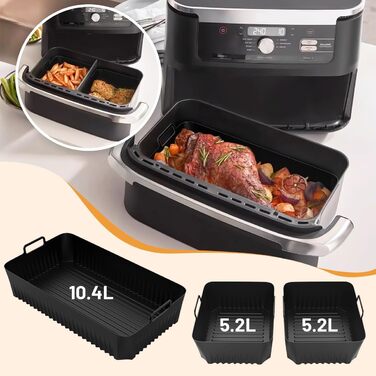 Аксесуари для силіконової форми для фритюрниці viriech для Ninja AF500, 3 шт. и аксесуарів для аерофритюрниці Багаторазові двозонні аксесуари для фритюрниці Ninja 500 Airfryer