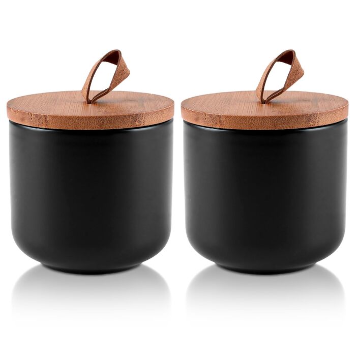 Скляні керамічні банки з кришками, керамічні контейнери для зберігання об&39ємом 260 мл/9 унцій, контейнери для зберігання продуктів з ручками, чорні цукорниці, контейнери для кавових зерен, цукру, чаю, 2