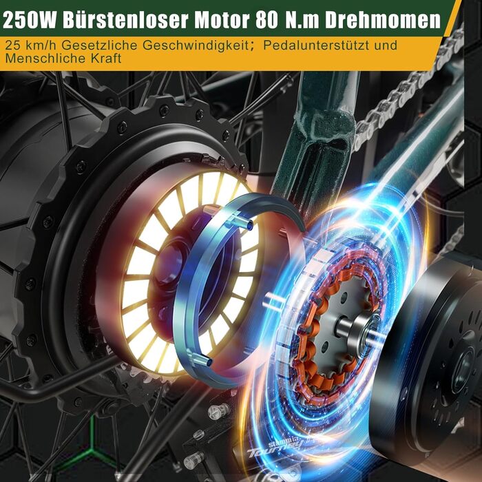 Дюймовий складаний електровелосипед, підходить для чоловіків та жінок, подвійні акумулятори 48 В 18 А*2 задній двигун 250 Вт, 80 Нм та 25 км/год, гідравлічні гальма, рама step-through, зелений електровелосипед/педелек для дорослих, 20-