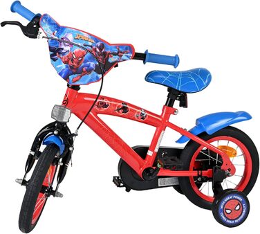 Дитячий велосипед Volare 12, 14, 16 для дівчаток та хлопчиків 36 років Офіційно ліцензований з дизайном персонажа З додатковими колесами, ножним та ручним гальмами, регульоване сидіння та легка збірка Spider-Man 12