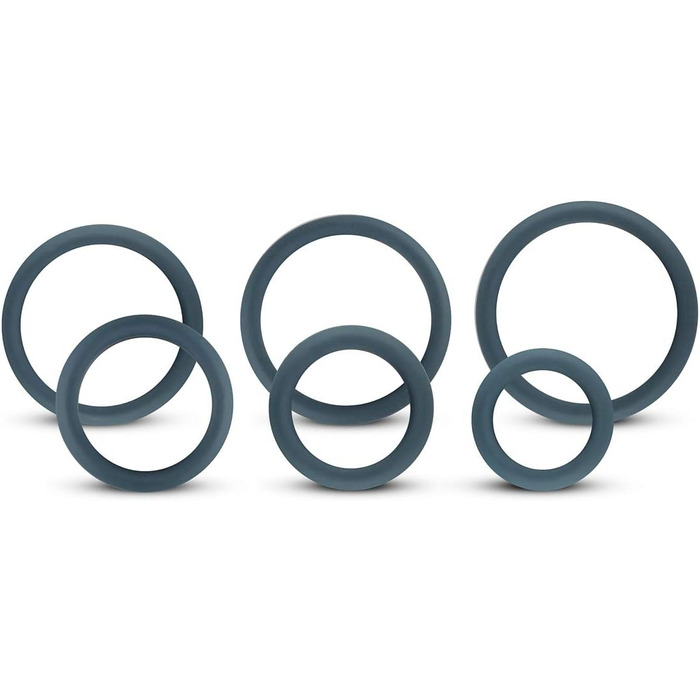 Набір ерекційних кілець Boners, 6 штук, силікон, для тривалої та твердої ерекції, сірий