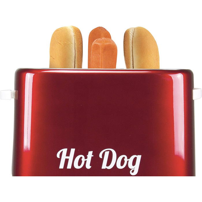 Машина для приготування хот-догів BEPER BT.150Y з 5 рівнями нагріву - машина для хот-догів у вінтажному дизайні, червона, 750 Вт для приготування на грилі