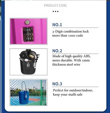 Портативний замок для відра, сейф Cipher, протиугінний, 3-значний кодовий замок, для використання на вулиці, пляжу, автомобіля, каравану, кемпінгу, спорту, подорожей, шопінгу (рожевий)