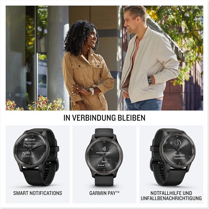 Гібридний смарт-годинник з аналоговими стрілками та сенсорним екраном, функціями фітнесу/здоров&39я, аналізом сну, Garmin Pay, сповіщеннями та часом автономної роботи до 5 днів. Trend Rose Gold